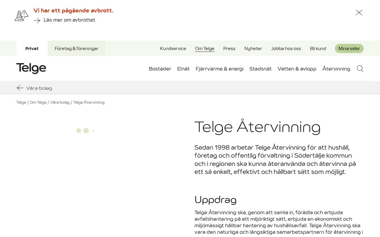 Telge Återvinning website
