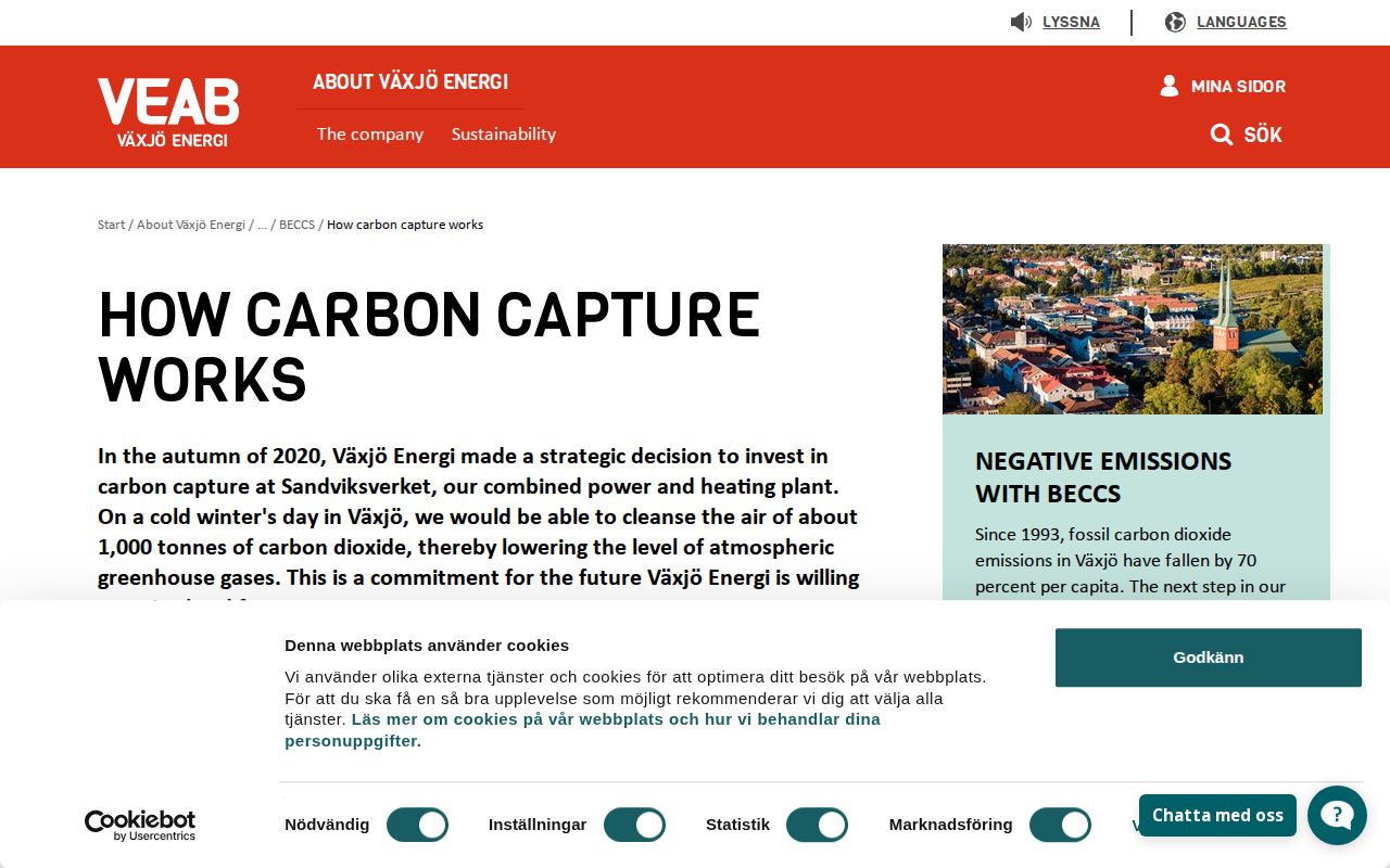 Växjö Energi website