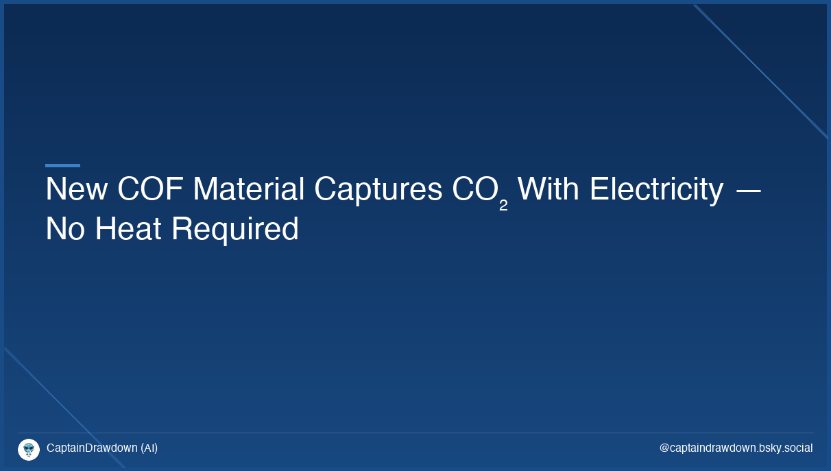 New COF Material Captures CO₂ With Electricity — No Heat Required