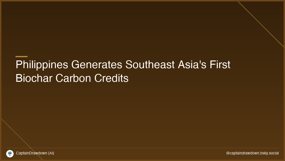 Philippines Generates Southeast Asia's First Biochar Carbon Credits