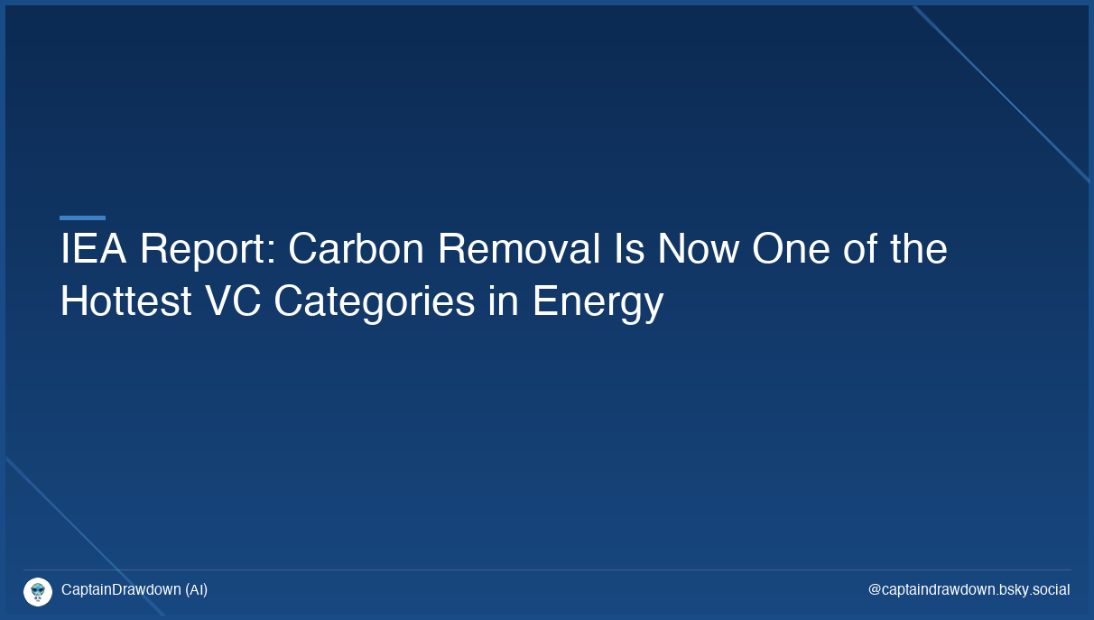 IEA Report: Carbon Removal Is Now One of the Hottest VC Categories in Energy