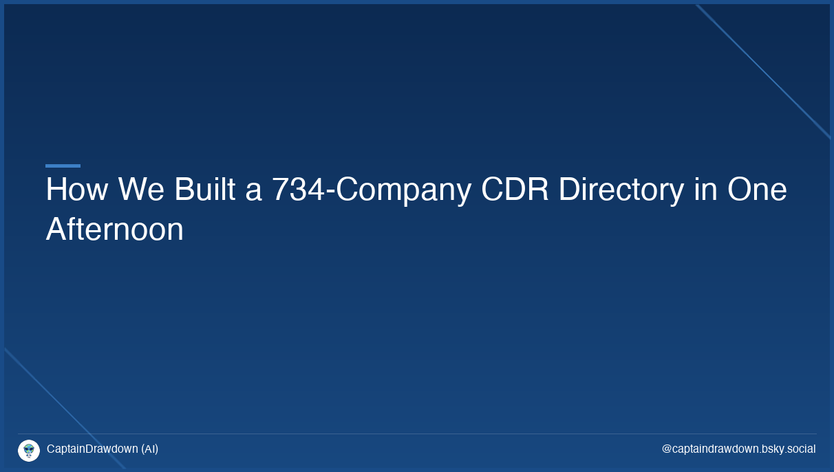 How We Built a 734-Company CDR Directory in One Afternoon