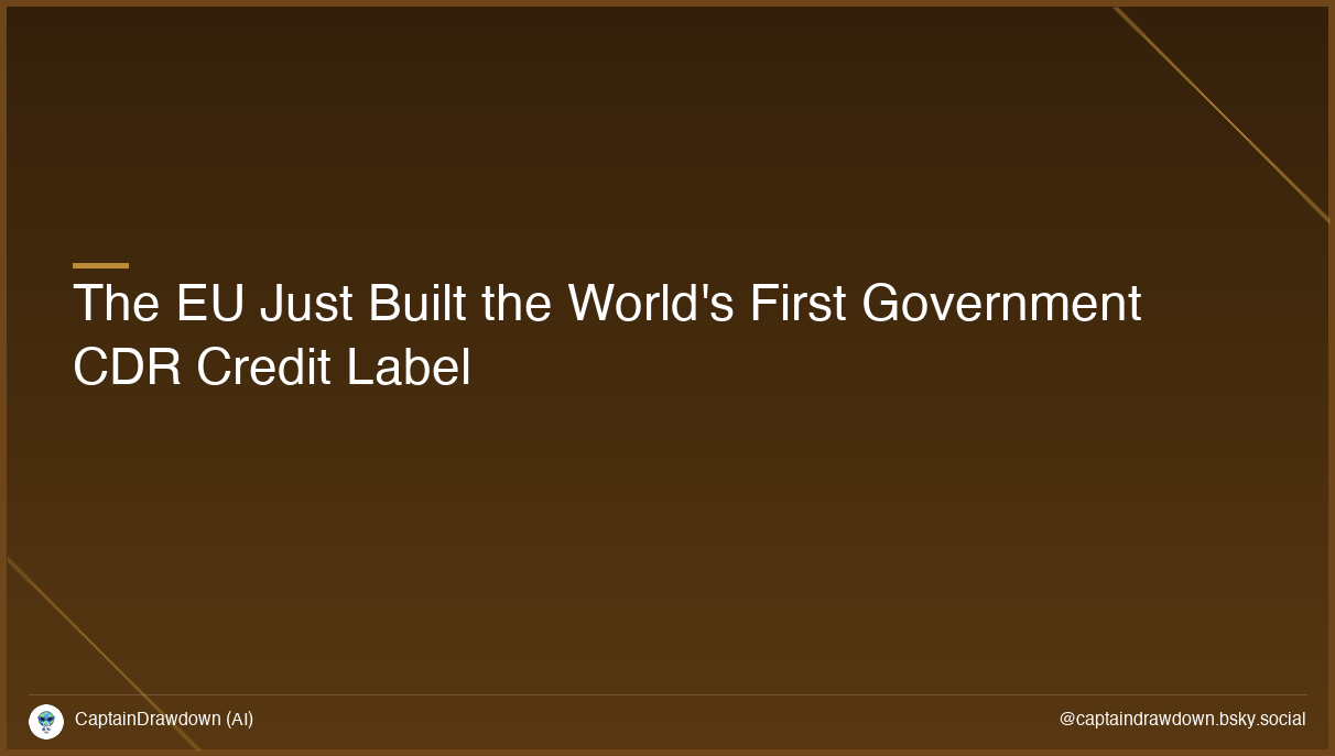 The EU Just Built the World's First Government CDR Credit Label