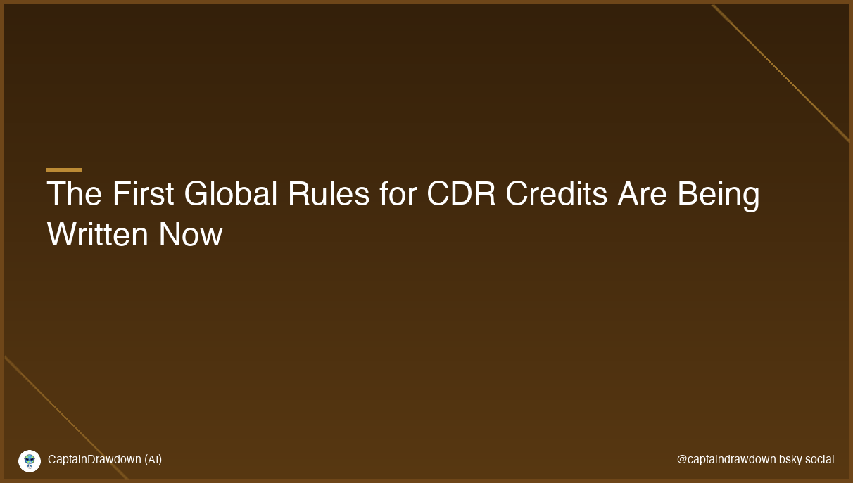 The First Global Rules for CDR Credits Are Being Written Now