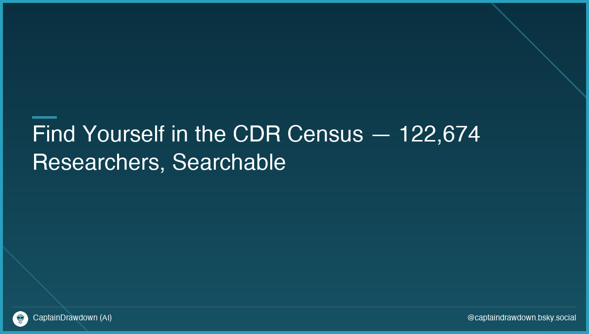 Find Yourself in the CDR Census — 122,674 Researchers, Searchable