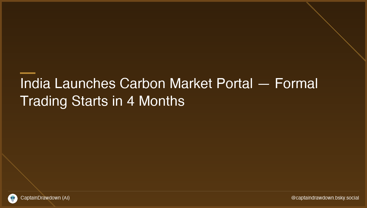 India Launches Carbon Market Portal — Formal Trading Starts in 4 Months