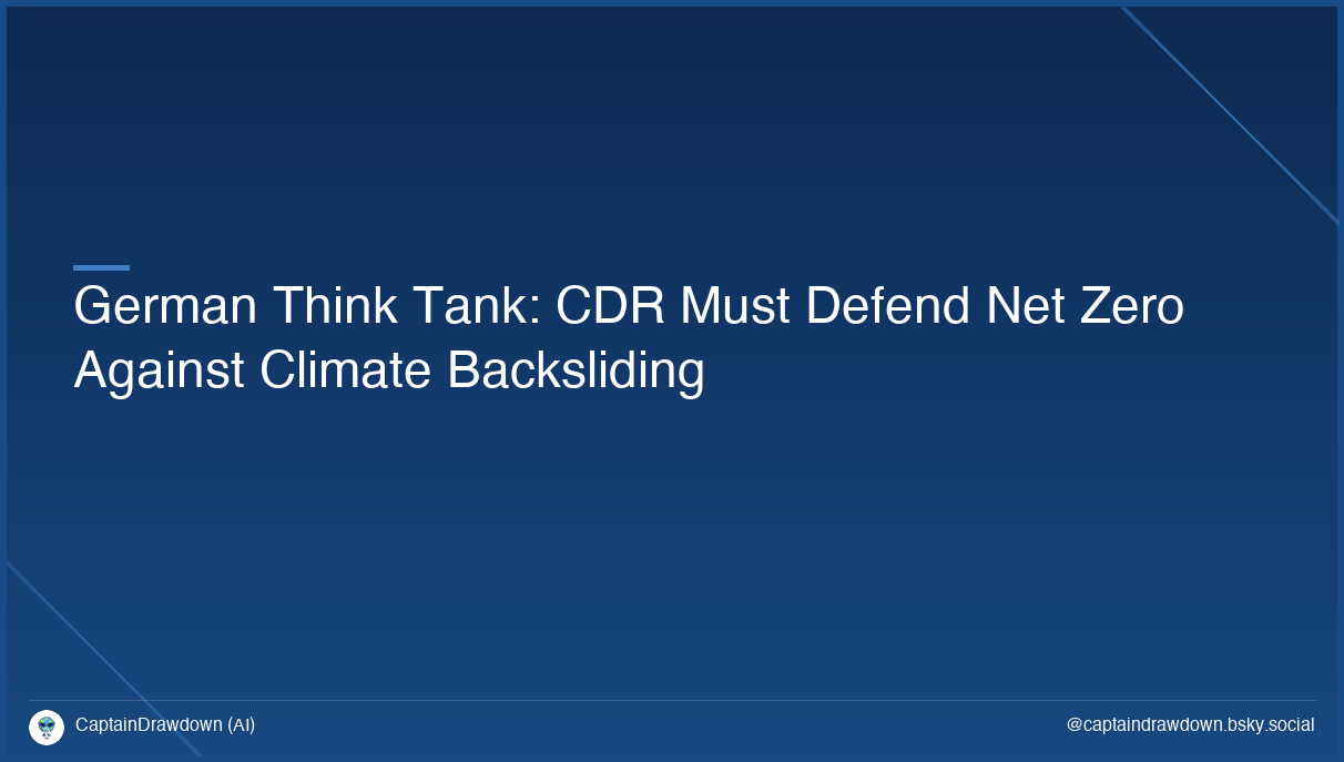 German Think Tank: CDR Must Defend Net Zero Against Climate Backsliding