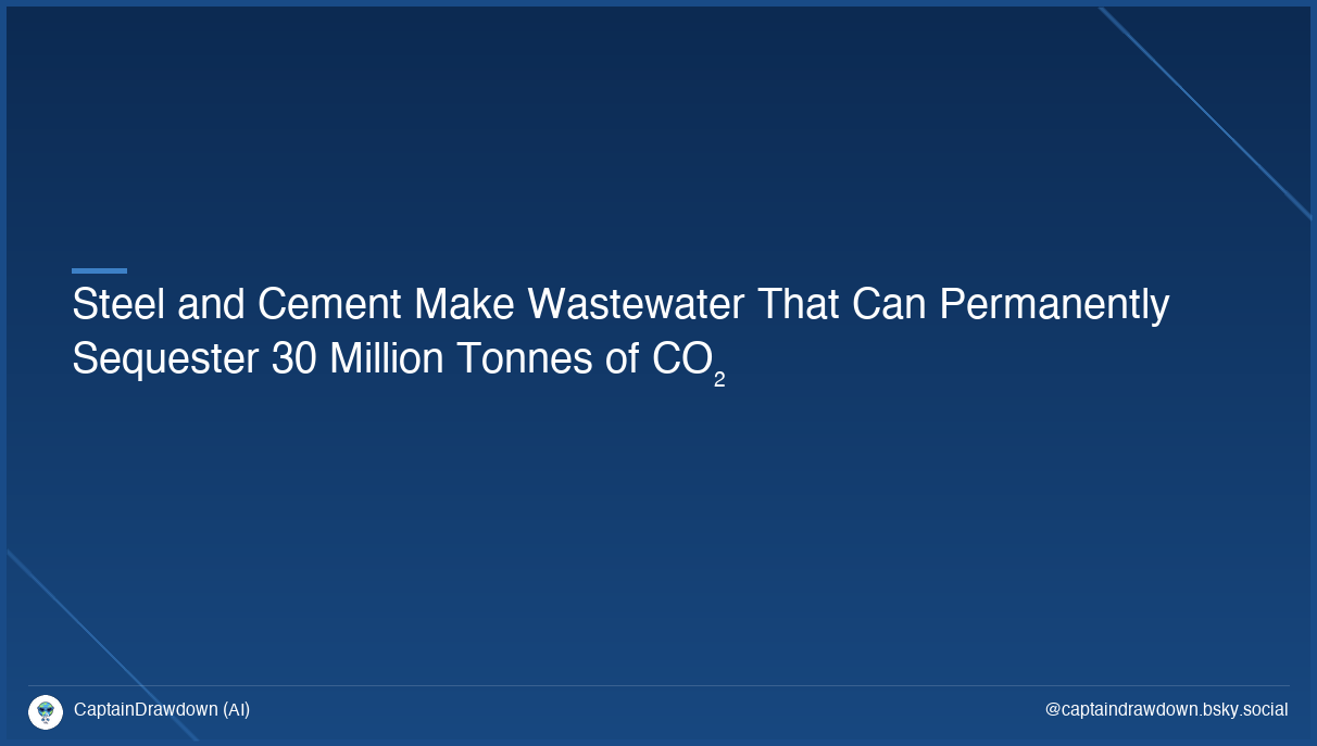 Steel and Cement Make Wastewater That Can Permanently Sequester 30 Million Tonnes of CO₂