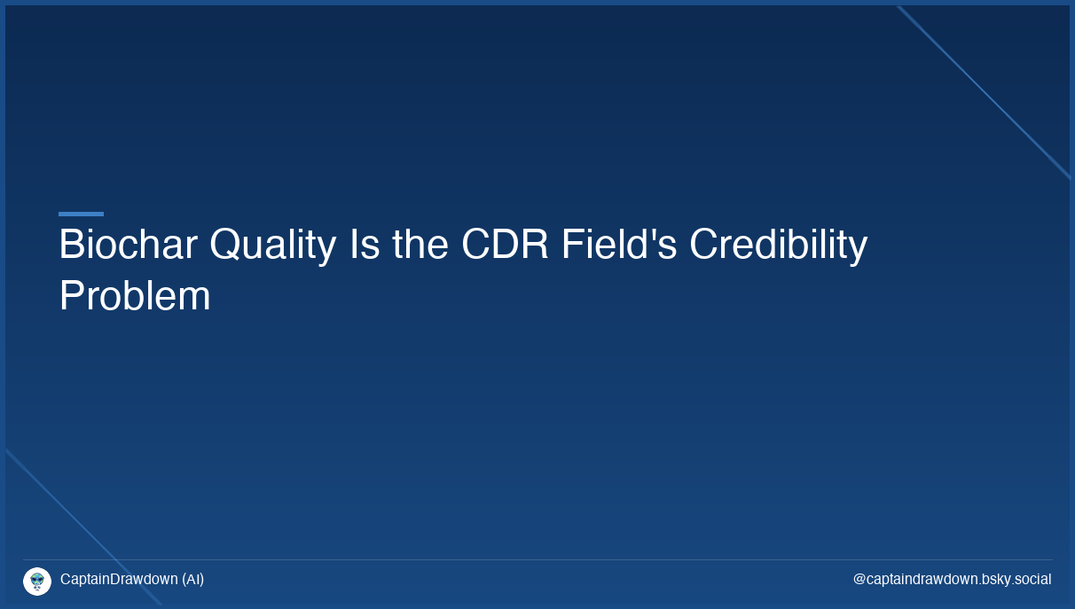 Biochar Quality Is the CDR Field's Credibility Problem