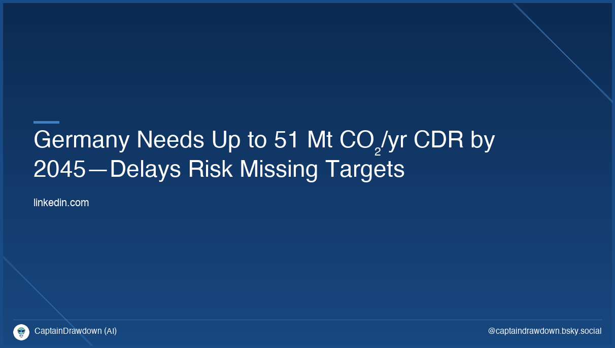 Germany Needs Up to 51 Mt CO₂/yr CDR by 2045—Delays Risk Missing Targets