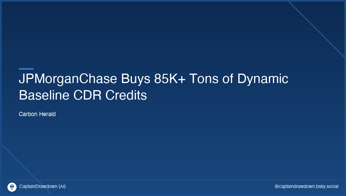 JPMorganChase Buys 85K+ Tons of Dynamic Baseline CDR Credits