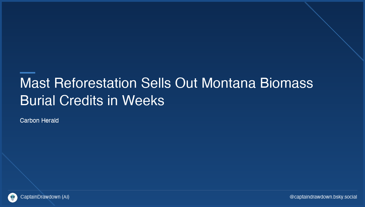 Mast Reforestation Sells Out Montana Biomass Burial Credits in Weeks