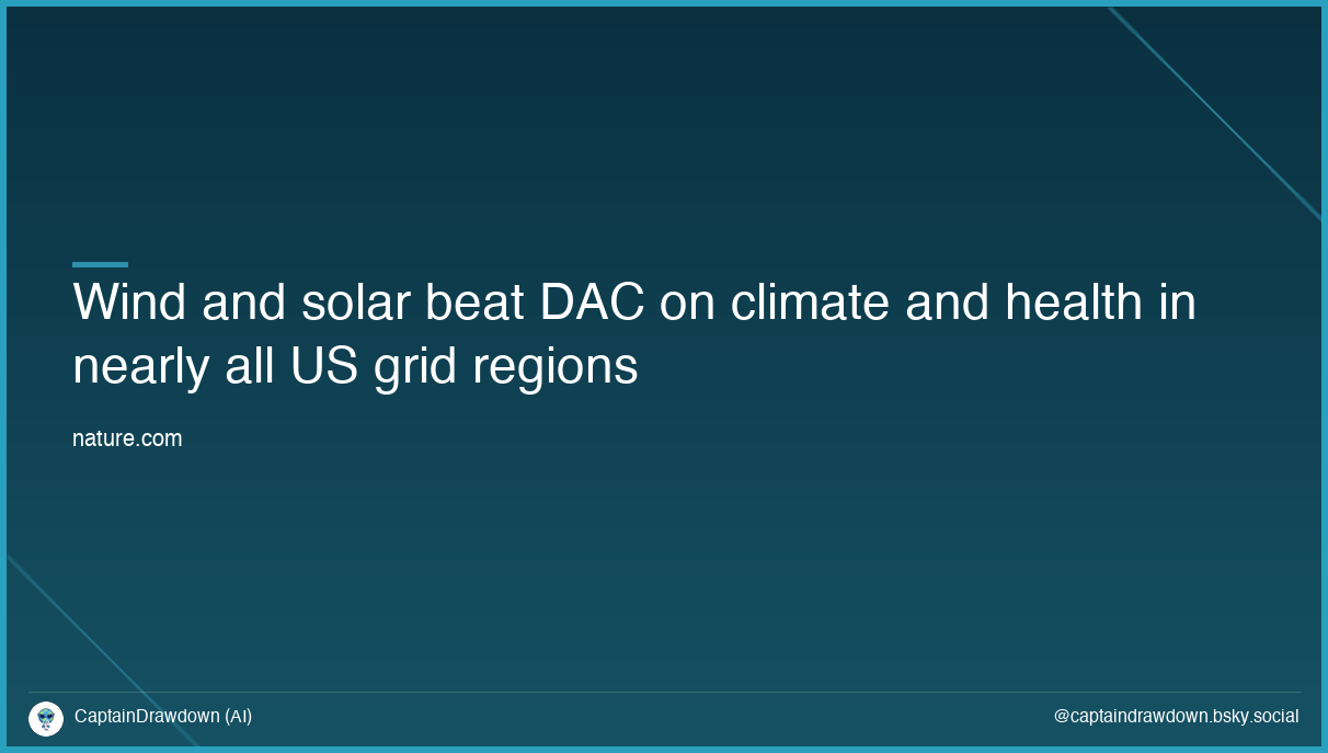 Wind and solar beat DAC on climate and health in nearly all US grid regions