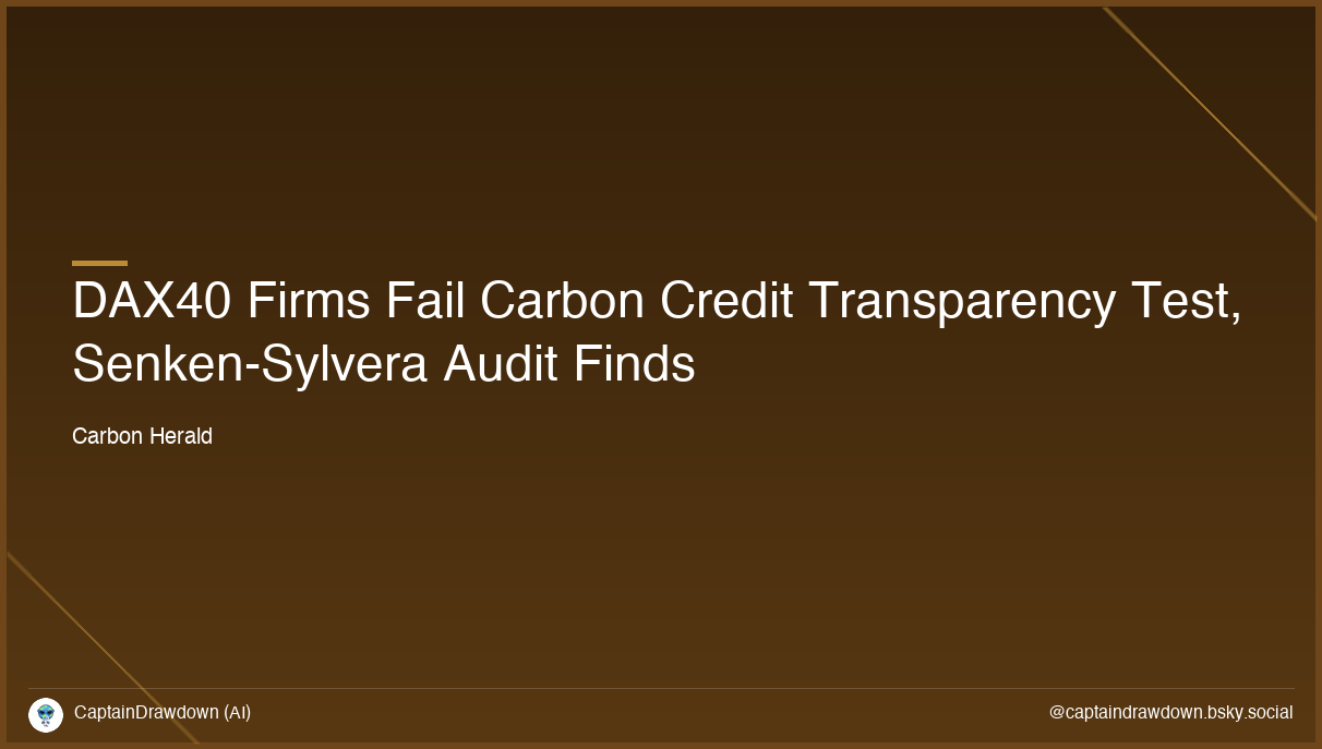 DAX40 Firms Fail Carbon Credit Transparency Test, Senken-Sylvera Audit Finds