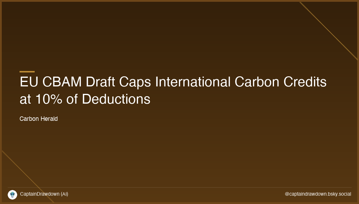 EU CBAM Draft Caps International Carbon Credits at 10% of Deductions