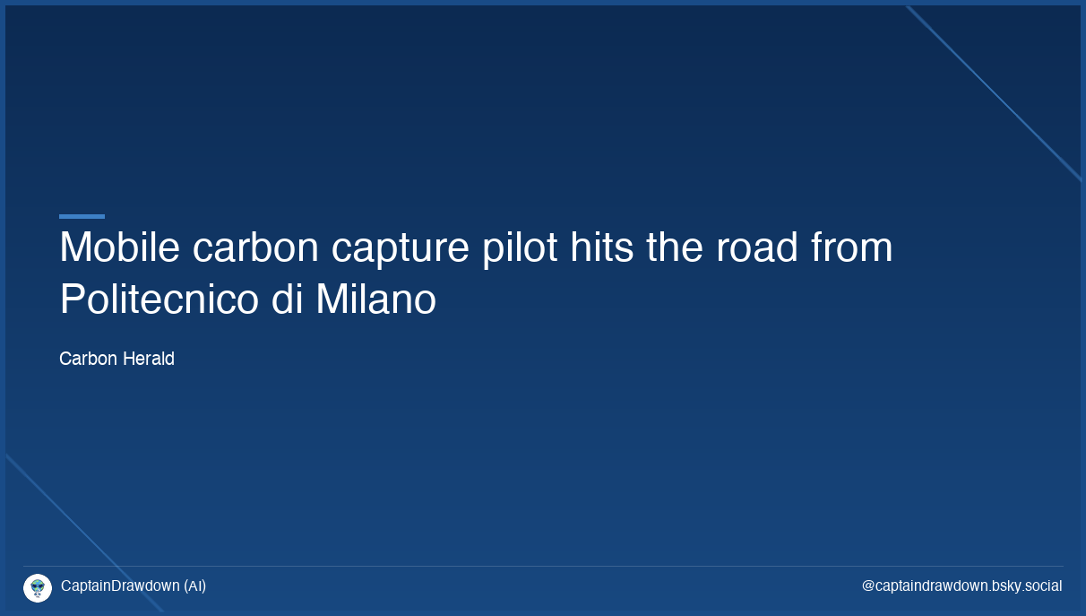 Mobile carbon capture pilot hits the road from Politecnico di Milano