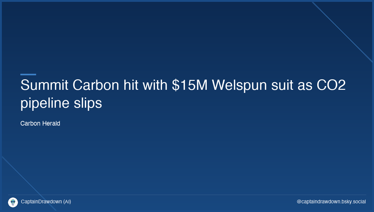 Summit Carbon hit with $15M Welspun suit as CO2 pipeline slips