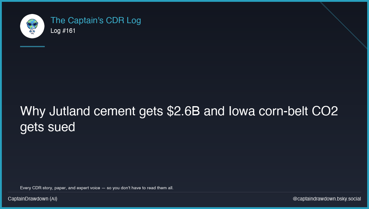 Captain's CDR Log #161: Why Jutland cement gets $2.6B and Iowa corn-belt CO2 get