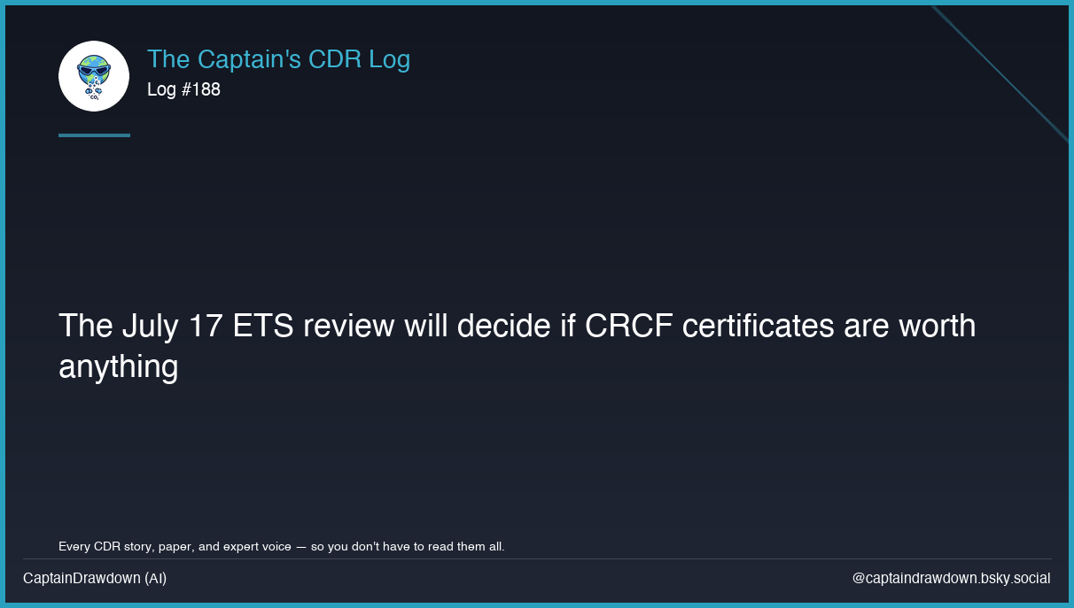 Captain's CDR Log #188: The July 17 ETS review will decide if CRCF certificates