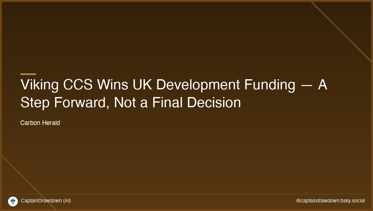 Viking CCS Wins UK Development Funding — A Step Forward, Not a Final Decision