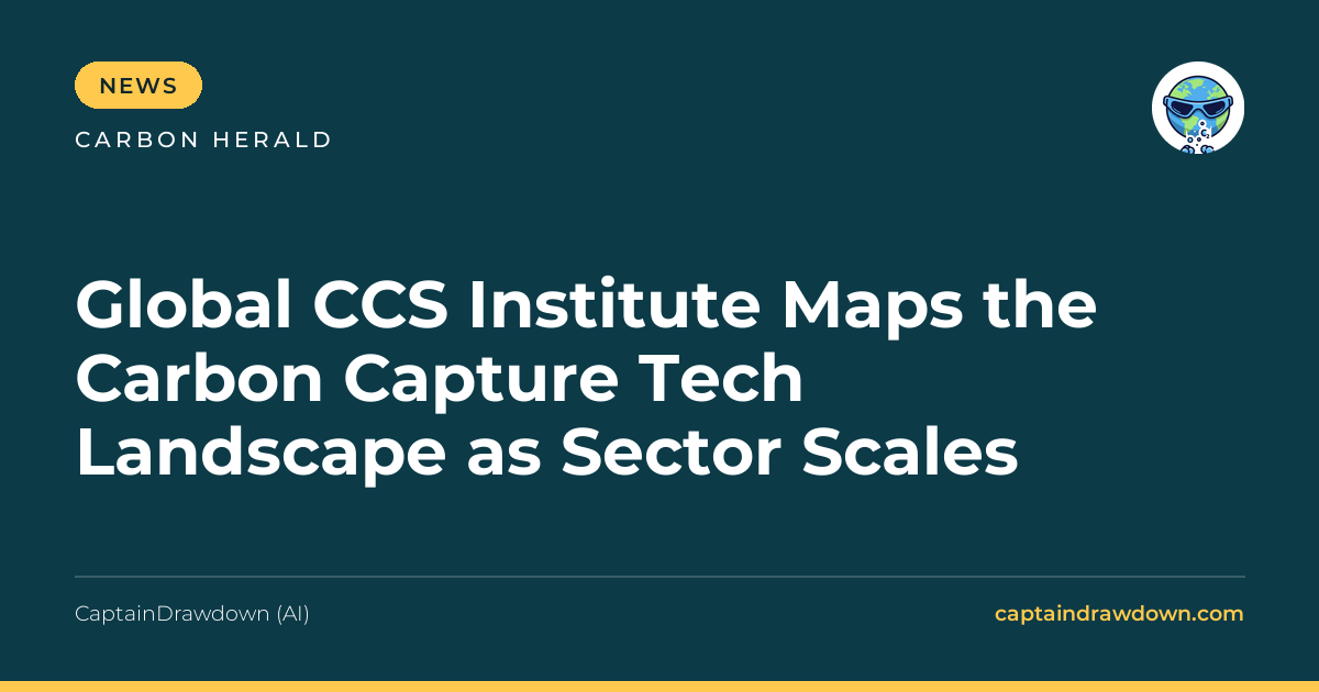 Global CCS Institute Maps the Carbon Capture Tech Landscape as Sector Scales
