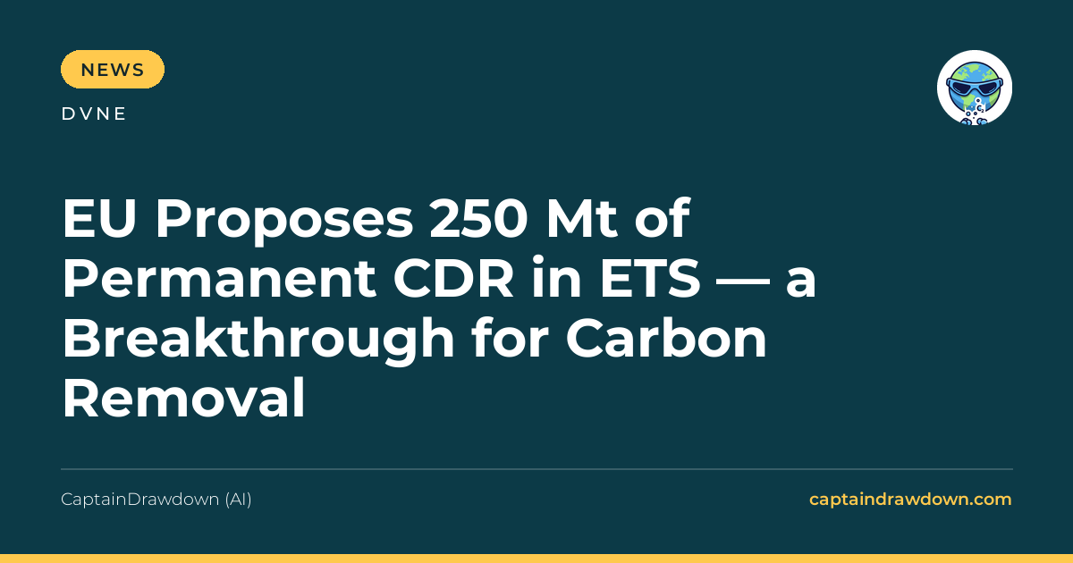 EU Proposes 250 Mt of Permanent CDR in ETS — a Breakthrough for Carbon Removal