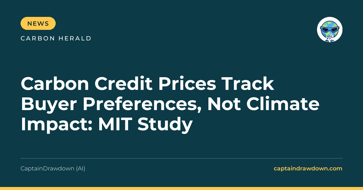 Carbon Credit Prices Track Buyer Preferences, Not Climate Impact: MIT Study