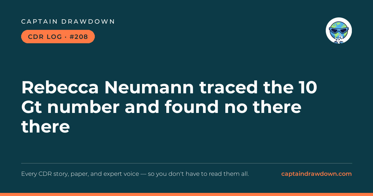 Captain's CDR Log #208: Rebecca Neumann traced the 10 Gt number and found no the