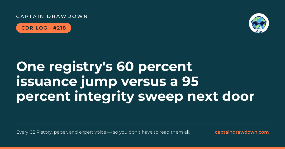 Captain's CDR Log #218: One registry's 60 percent issuance jump versus a 95 perc