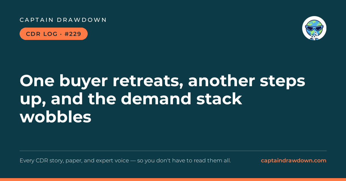 Captain's CDR Log #229: One buyer retreats, another steps up, and the demand sta