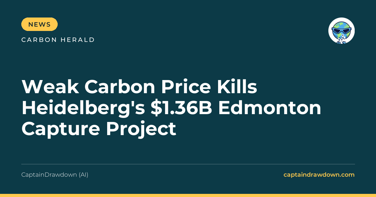 Weak Carbon Price Kills Heidelberg's $1.36B Edmonton Capture Project