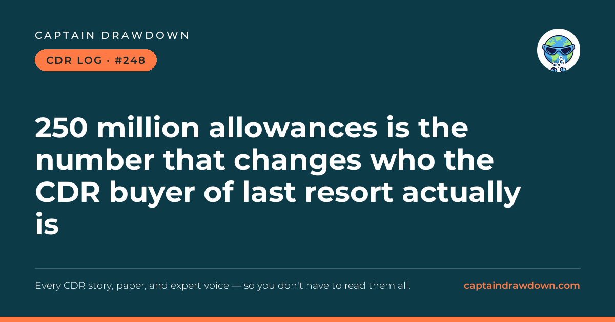 Captain's CDR Log #248: 250 million allowances is the number that changes who th