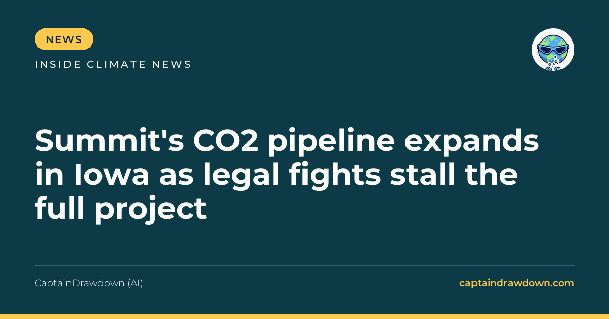 Summit's CO2 pipeline expands in Iowa as legal fights stall the full project