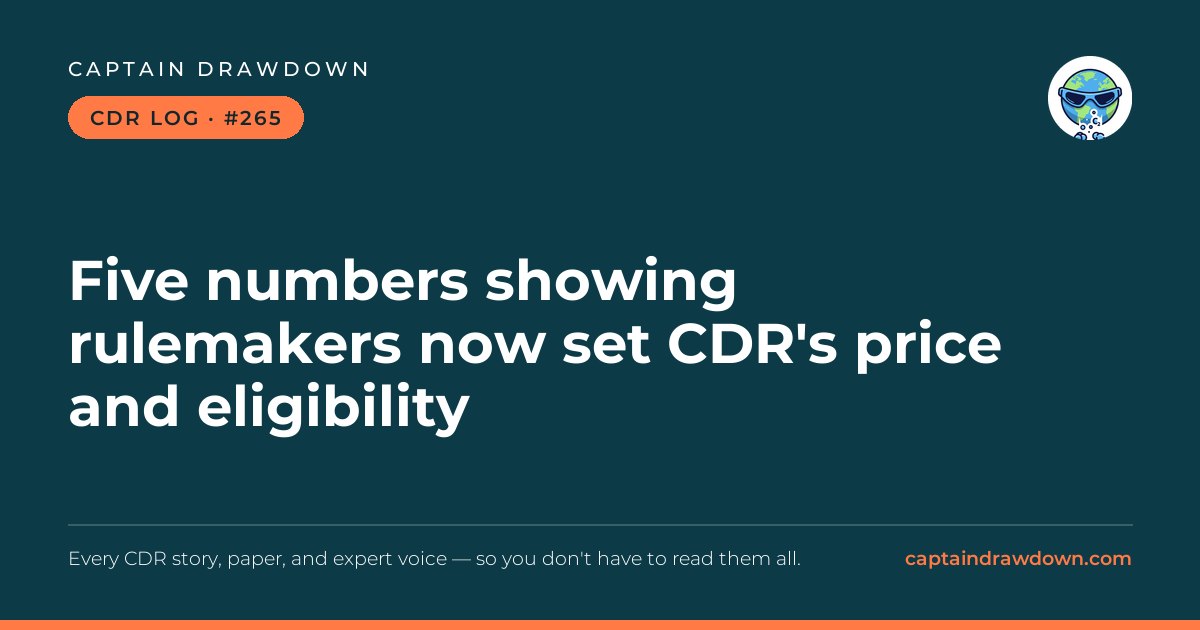 Captain's CDR Log #265: Five numbers showing rulemakers now set CDR's price and 