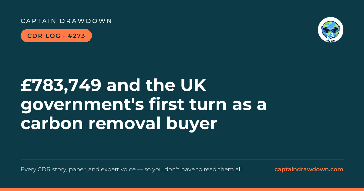 Captain's CDR Log #273: £783,749 and the UK government's first turn as a carbon 