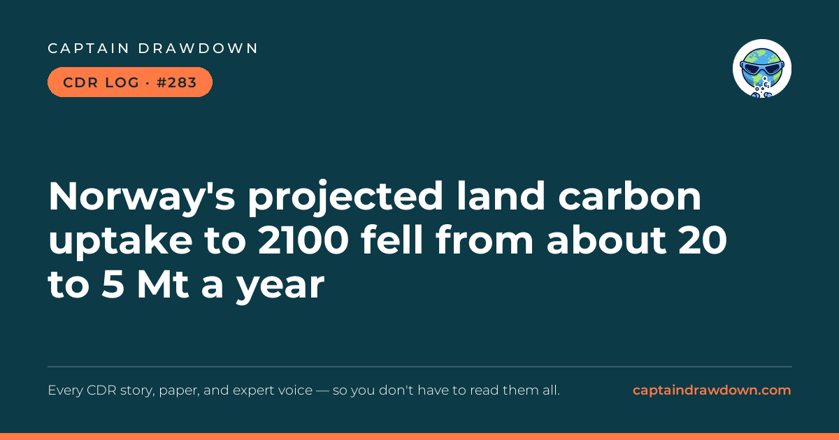 Captain's CDR Log #283: Norway's projected land carbon uptake to 2100 fell from 