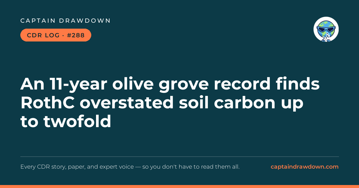 Captain's CDR Log #288: An 11-year olive grove record finds RothC overstated soi