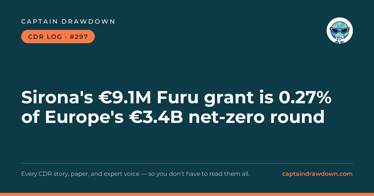 Captain's CDR Log #297: Sirona's €9.1M Furu grant is 0.27% of Europe's €3.4B net