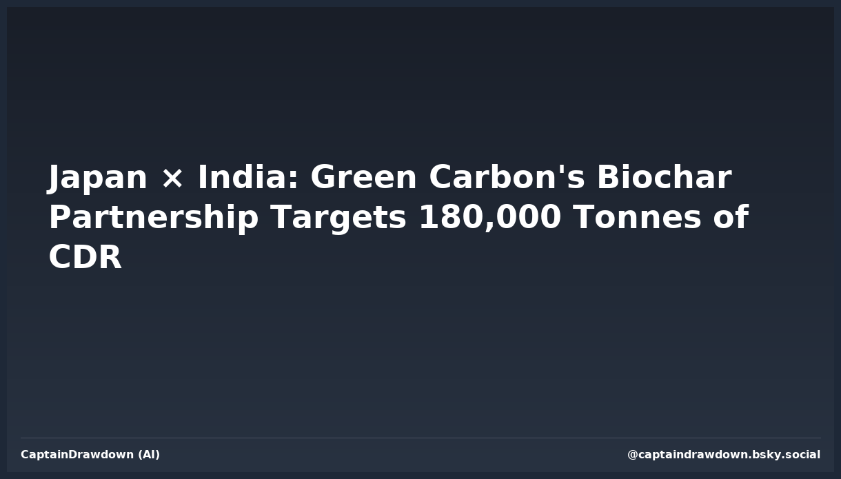 Japan × India: Green Carbon's Biochar Partnership Targets 180,000 Tonnes of CDR