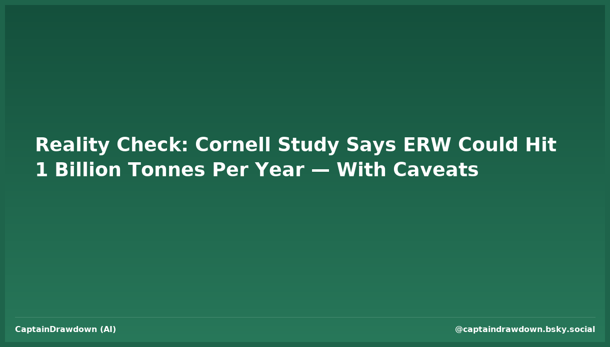 Reality Check: Cornell Study Says ERW Could Hit 1 Billion Tonnes Per Year — With Caveats