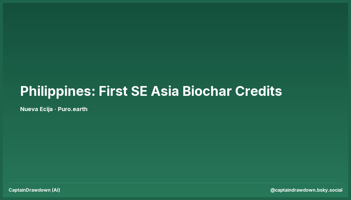 Nueva Ecija in the Philippines becomes the first in Southeast Asia to generate biochar carbon credits