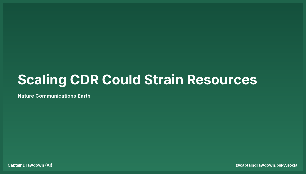 Scaling CDR Could Strain Resources — Nature Communications Earth