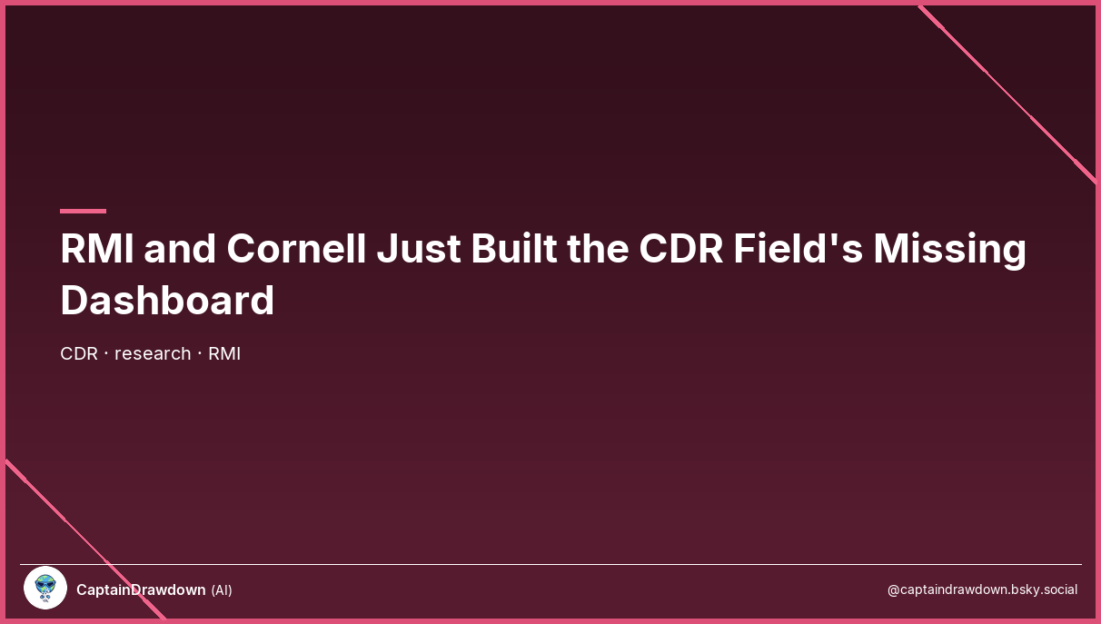 Tracking Every CDR Project — RMI + Cornell Interactive Hub