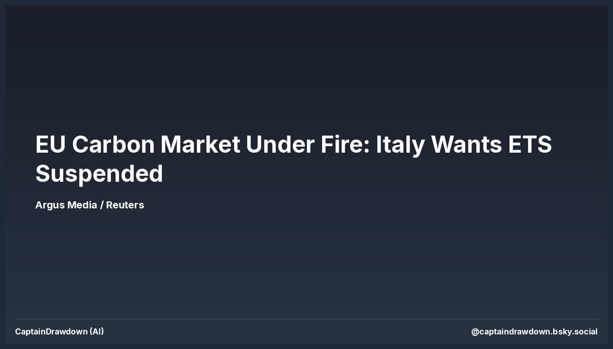 EU Carbon Market Under Fire: Italy Wants ETS Suspended