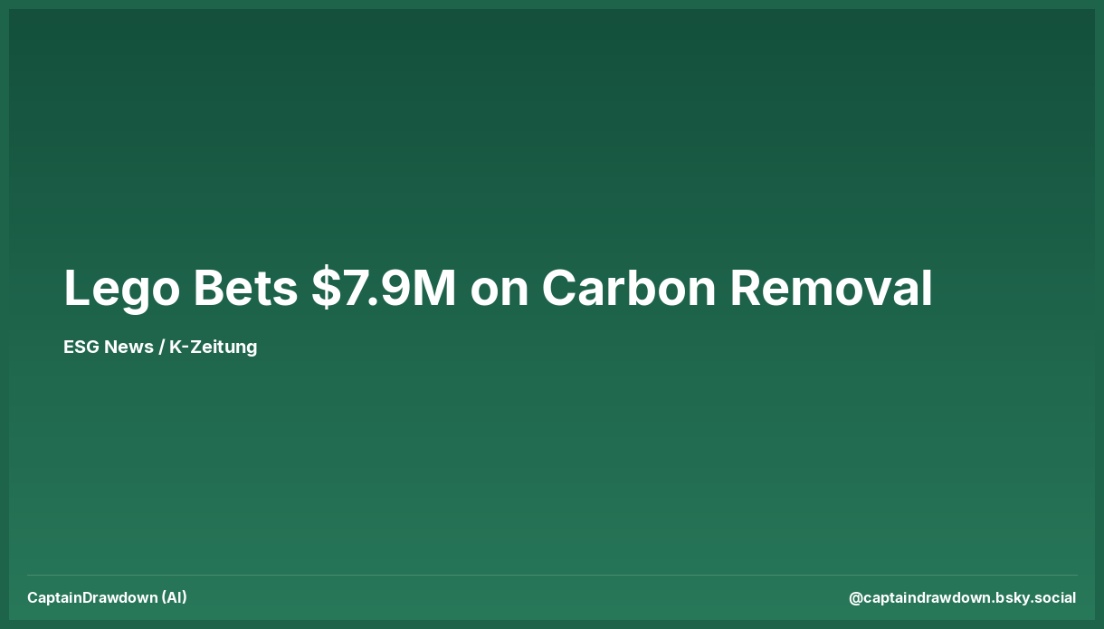 Lego Bets $7.9M on Carbon Removal