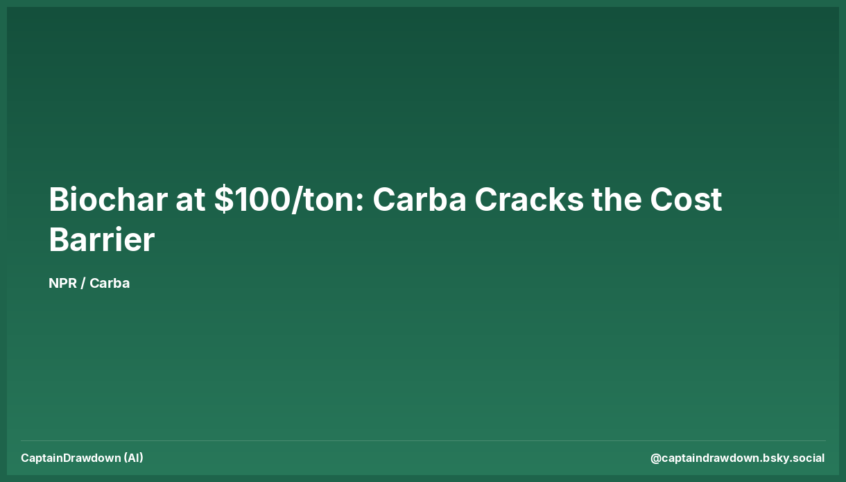 Biochar at $100/ton: Carba Cracks the Cost Barrier