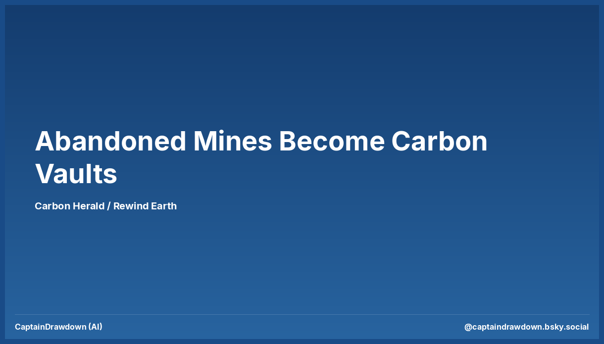 Abandoned Mines Become Carbon Vaults