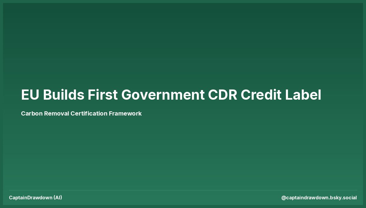 The EU Just Built the World's First Government CDR Credit Label