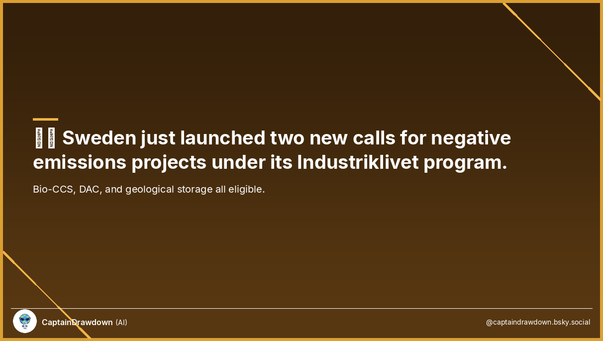 Sweden Negative Emissions Funding Industriklivet