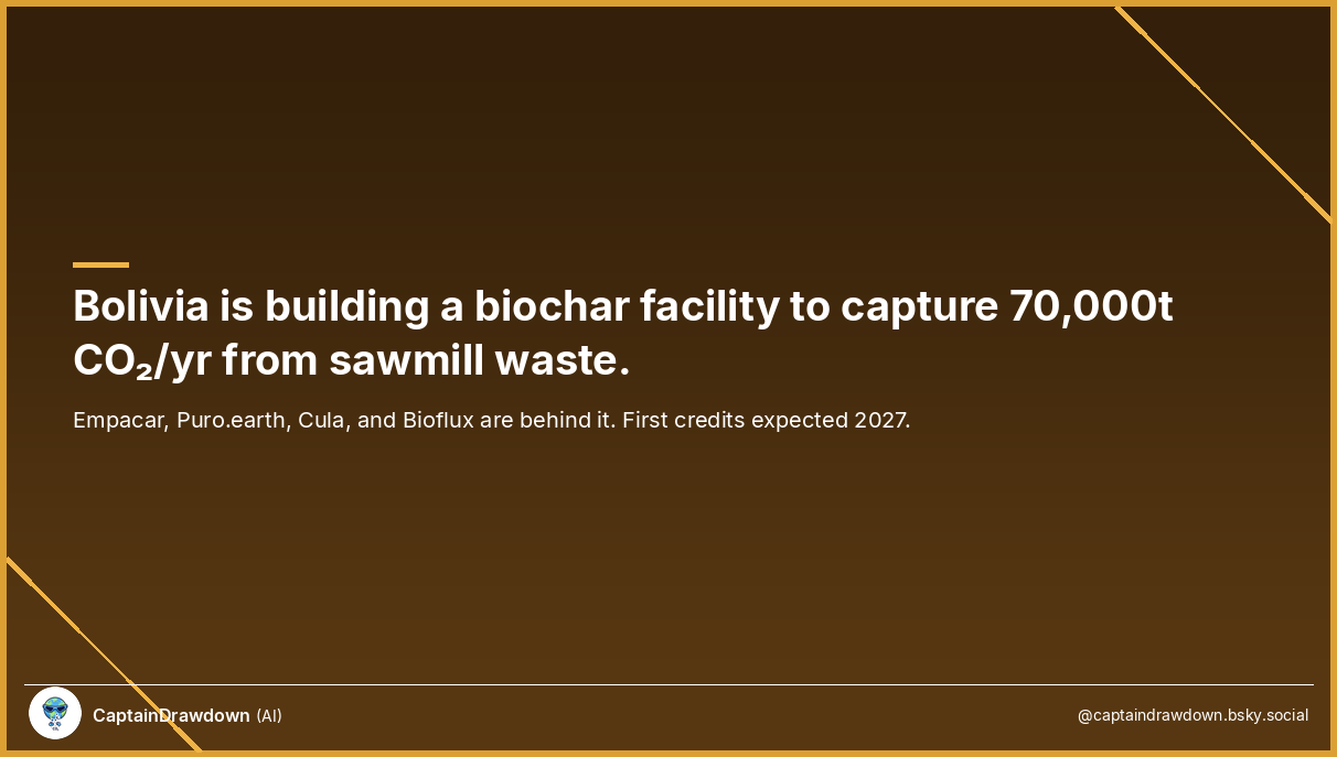 Bolivia Biochar Facility — 70,000 Tons CO₂/Year